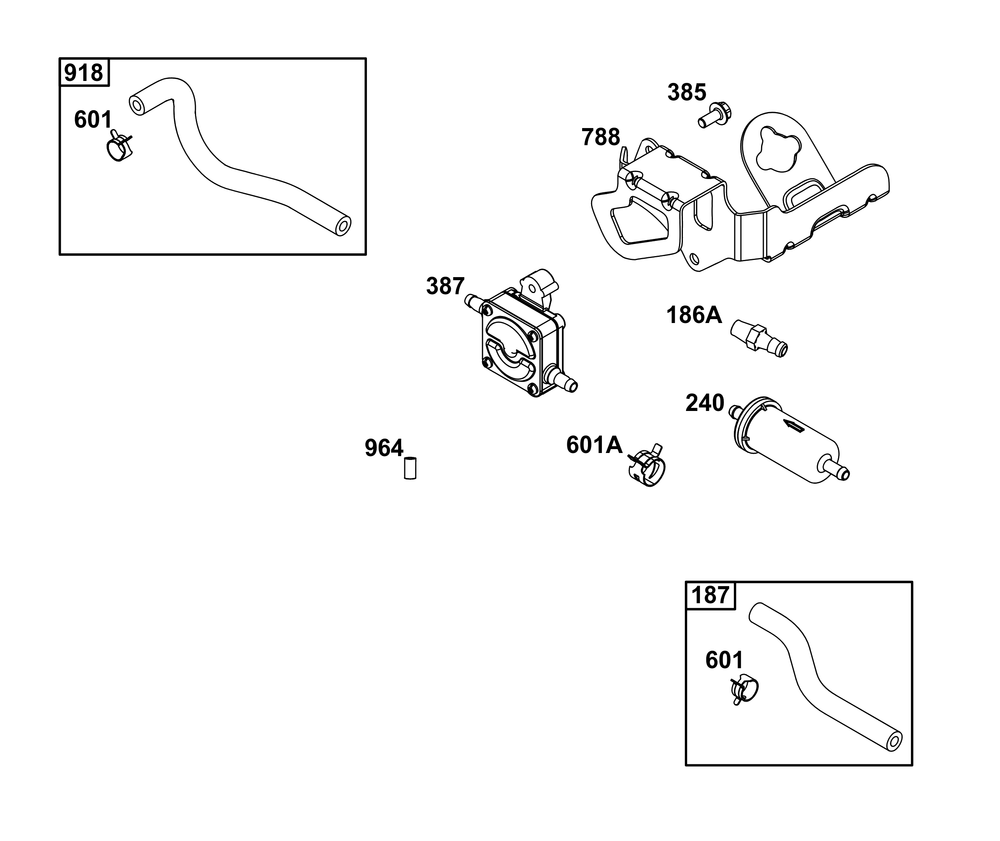 Fuel Supply Group Diagram and Parts List for 543477-3324-H7 400000 - 699999 Briggs and Stratton Engine